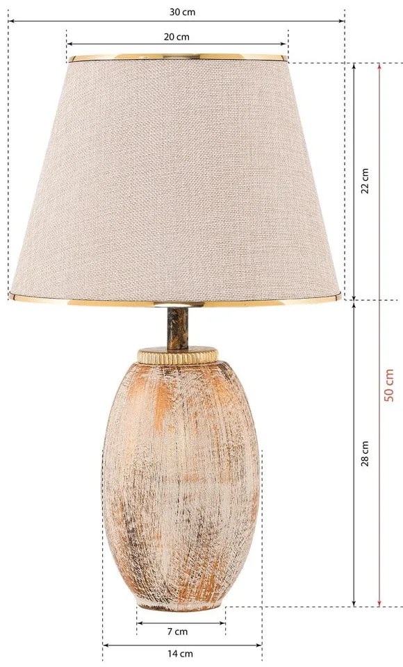 Кремава/ в златист цвят настолна лампа с текстилен абажур (височина 50 cm) Yakamoz – Opviq lights