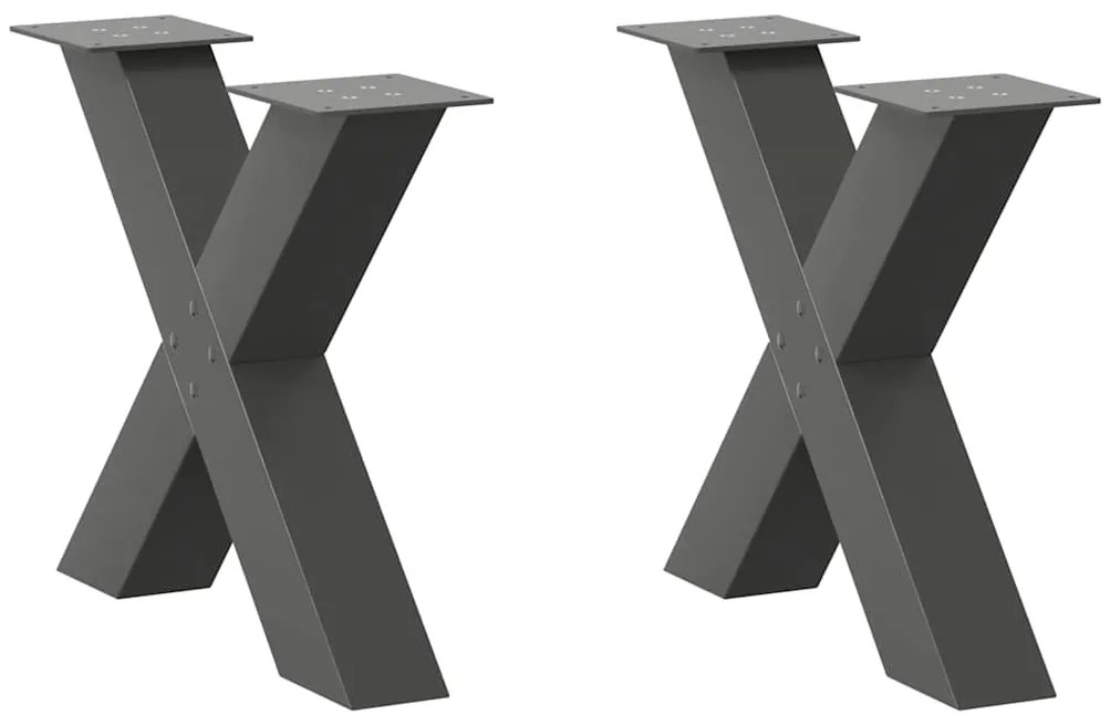 4012962 vidaXL Крака за масичка за кафе, X-образни, 2 бр., антрацит, 60 x (42-43) см, стомана