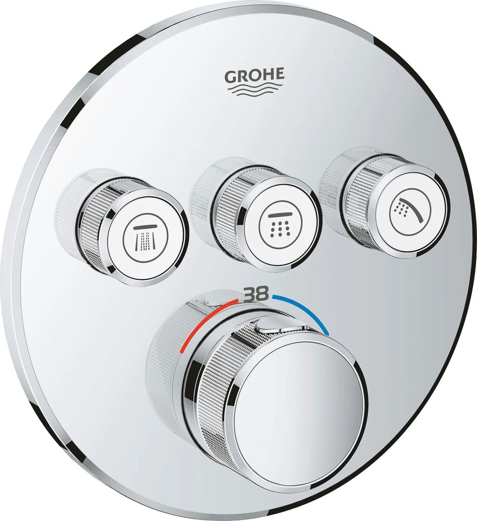 Термостатичен Смесител за вграждане 3 εξόδων Grohe I-Glossy silver