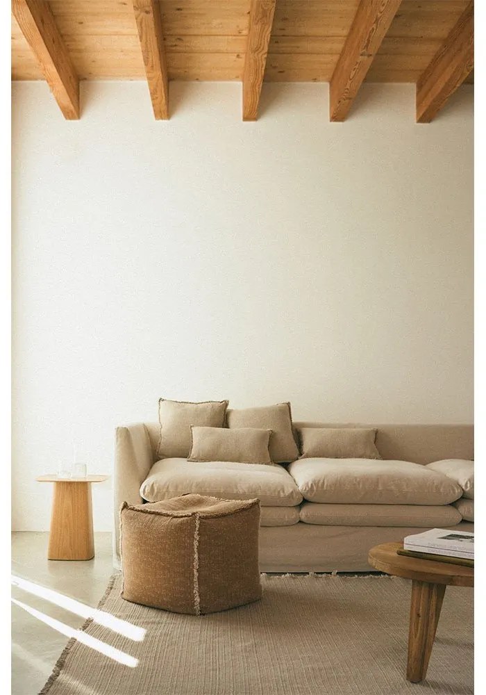 Пуф в цвят жълта охра Handloom – Lorena Canals