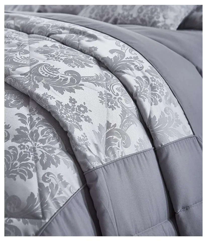 Сива ватирана покривка за легло Жакард, 240 x 260 cm Damask Jacquard - Catherine Lansfield