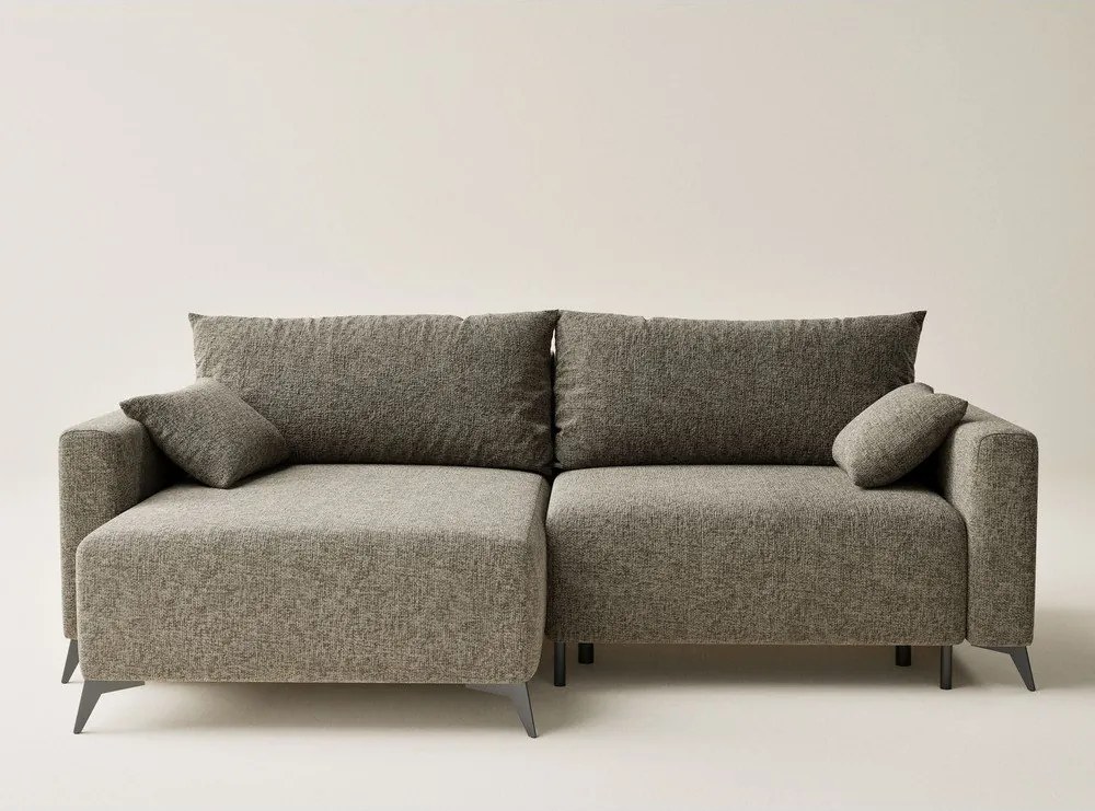 Кафяв шенилов сгъваем/с място за съхранение ъглов диван (ляв ъгъл) Leon – Maison de Rêve