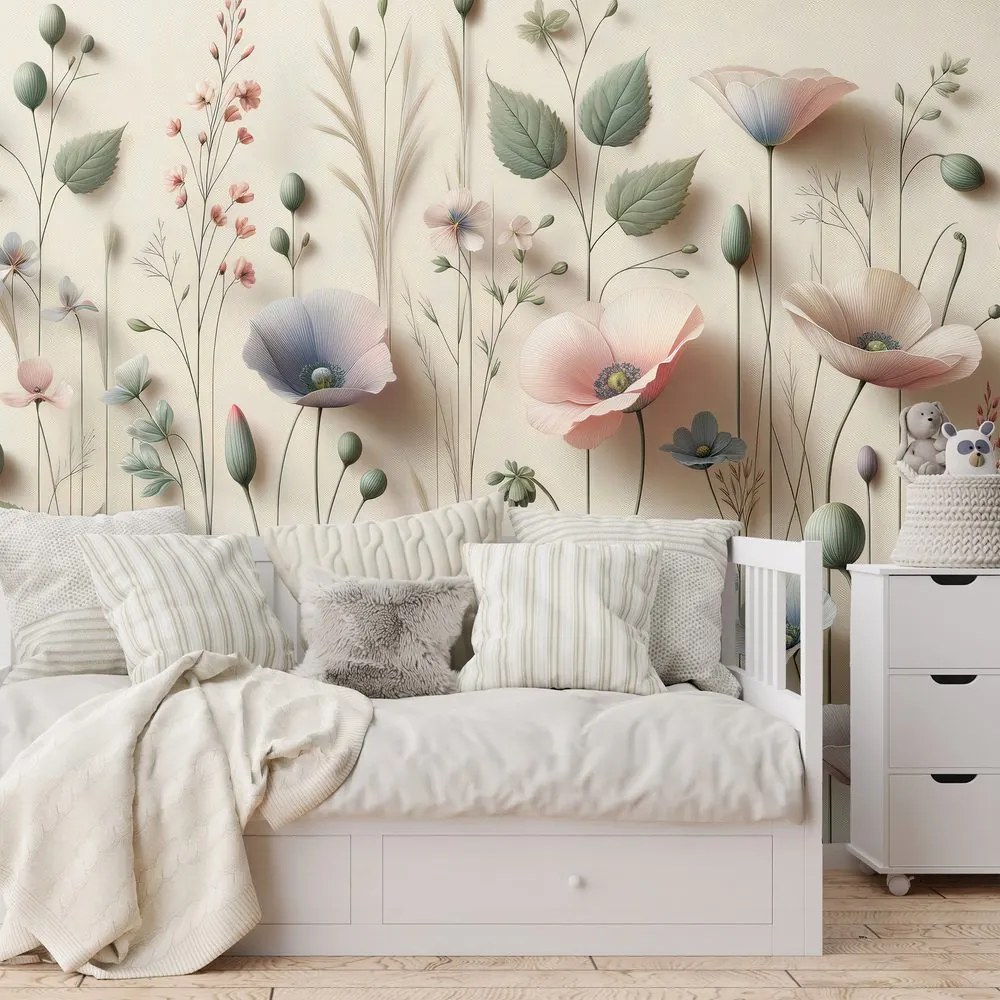 Тапет – Пастелни полски цветя