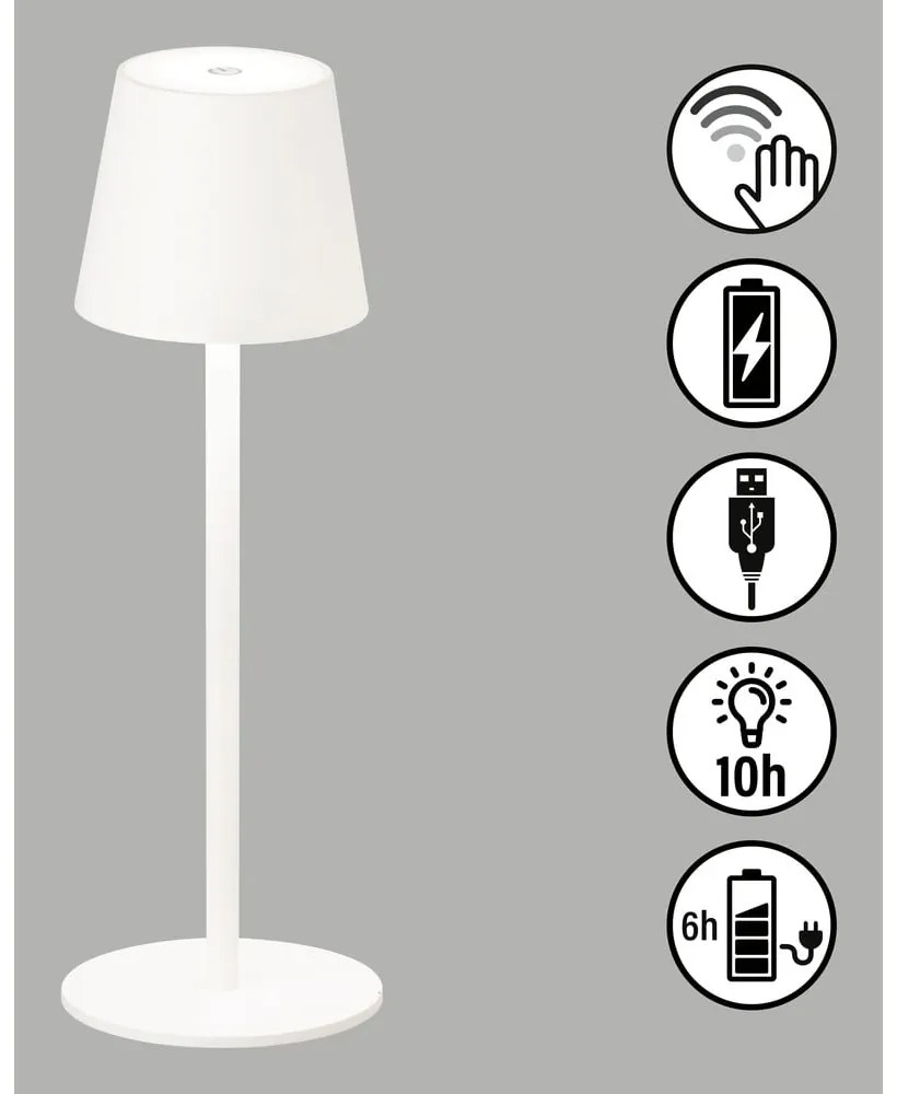 Бяла LED настолна лампа със сензор за движение и метален абажур (височина 38 см) Tropea - Fischer & Honsel