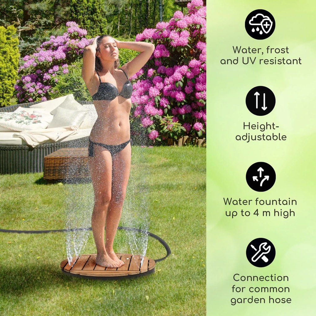 Blumfeldt Sumatra Teak Round, градински душ алуминий, тиково дърво, дръжки