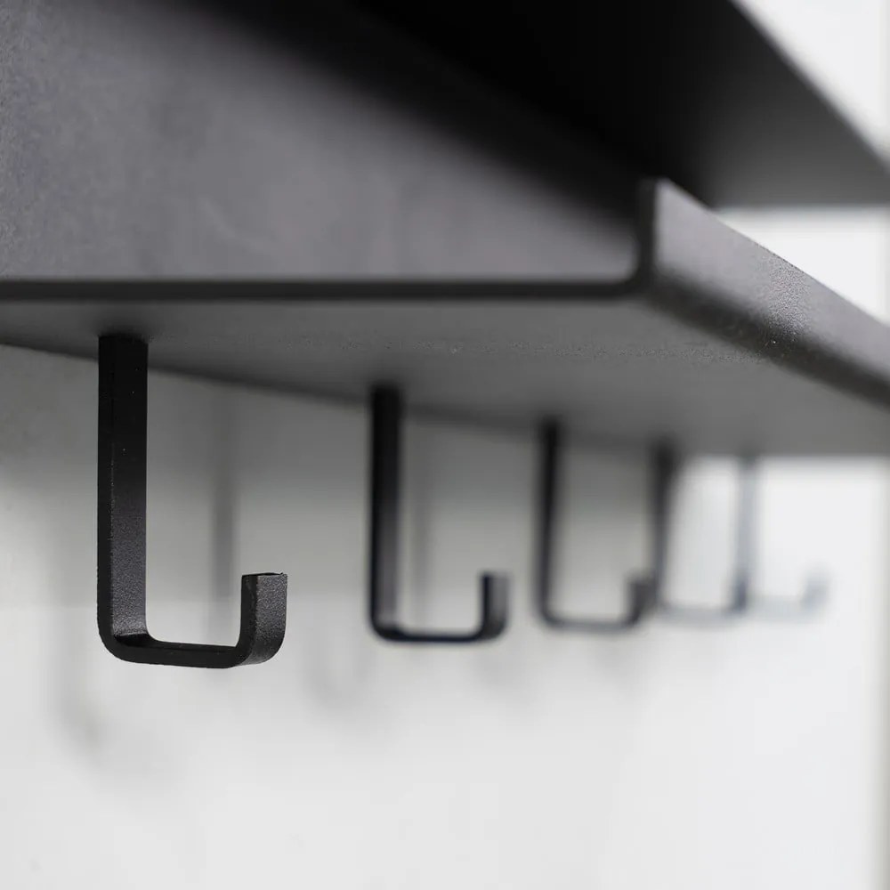 Черна метална стенна закачалка с рафт 50 cm Easy – Spinder Design