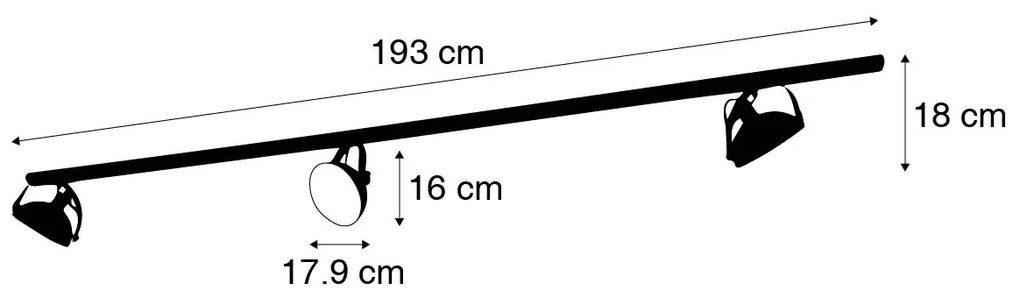 1-фазна релсова система с 3 регулируеми бели прожектори - Magnax