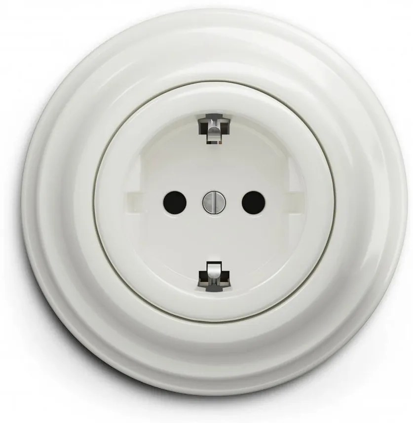 Kliklap - Ретро домашен контакт с рамка SCHUKO 230V/16A бял