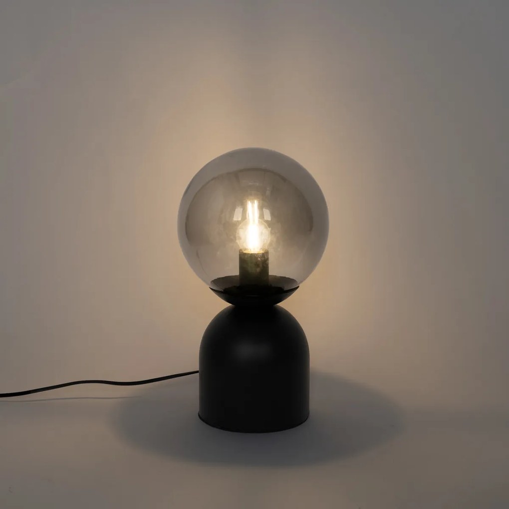 Хотелски шик настолна лампа черна с димно стъкло - Pallon Trend