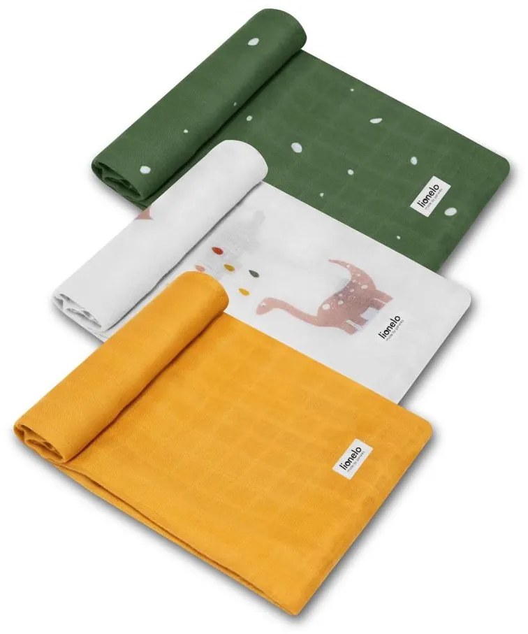 Lionelo - Комплект от 3 бамбукови пелени BAMBOO SET 70x70 см Dino
