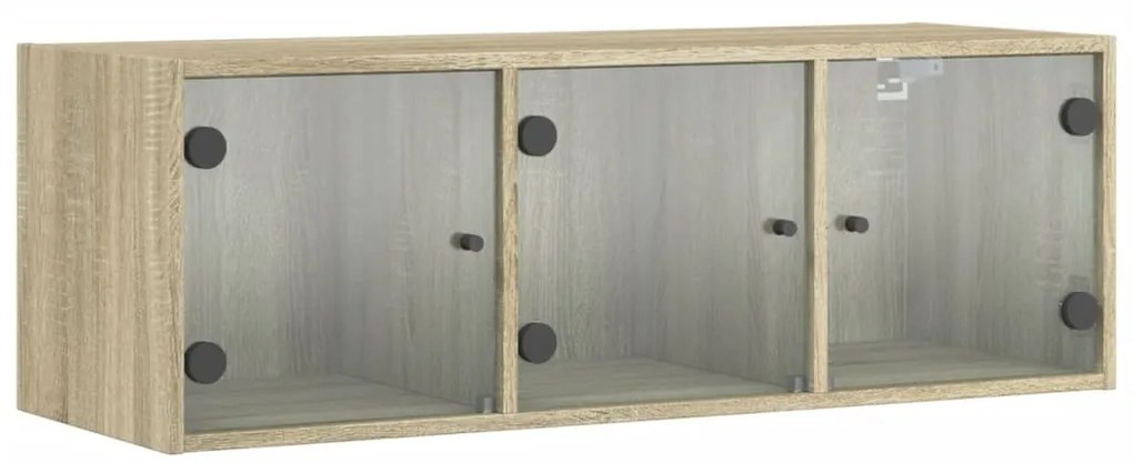 836513 vidaXL Стенен шкаф със стъклени врати, дъб сонома, 102x37x35 cm
