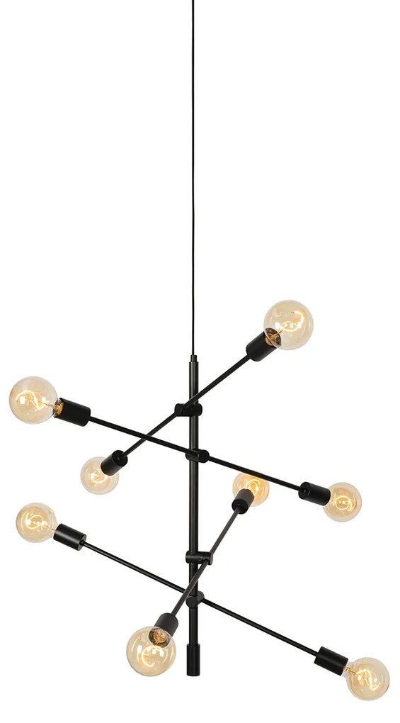 Индустриално висящо осветително тяло черно 8-светлина - Сидни