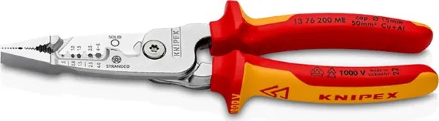 Knipex Клещи инсталаторски 5-в-1, хромирани, VDE 1000V жълто-червена ръкохватка 200мм,  - K1376200ME