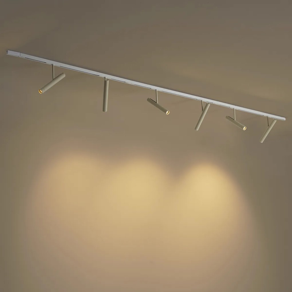 Modern railsysteem wit met 6 spots beige 1-fase - Slimline Avery