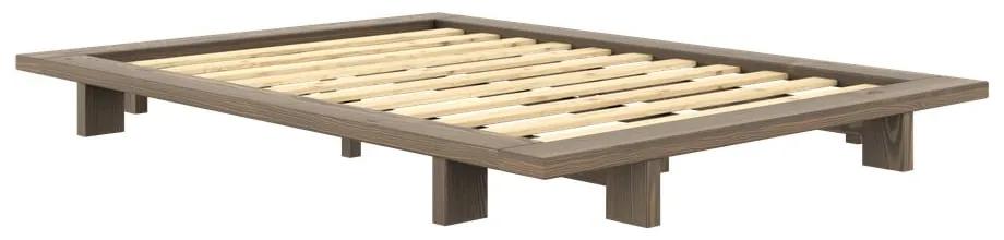 Кафяво двойно легло от борова дървесина с решетка 180x200 cm Japan - Karup Design
