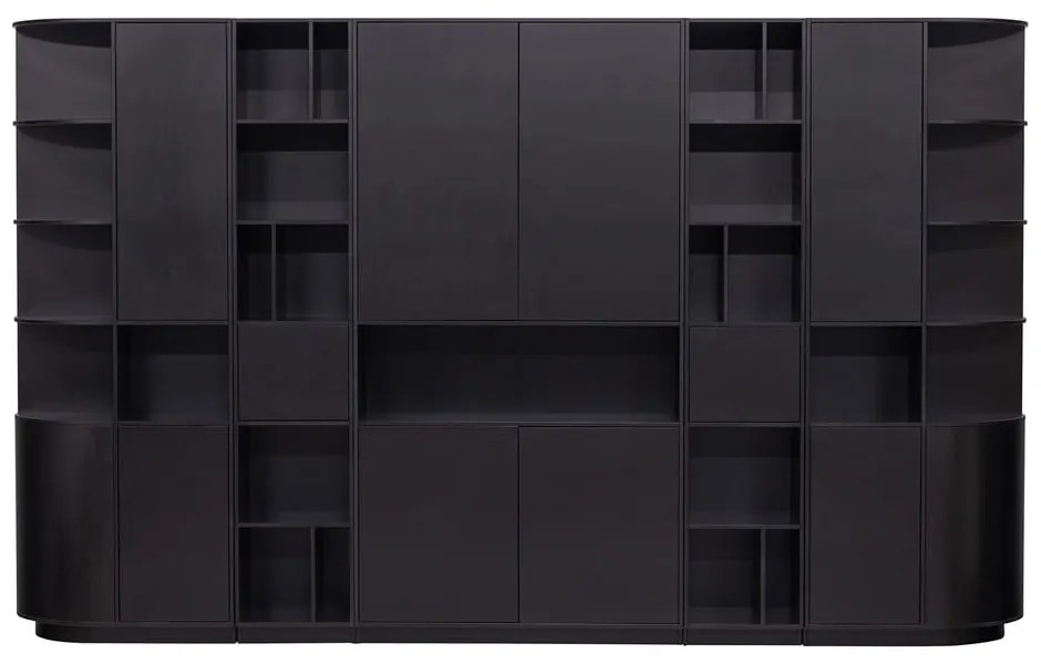 Черна модулна библиотека от масивен бор 346x210 cm Finca – WOOOD