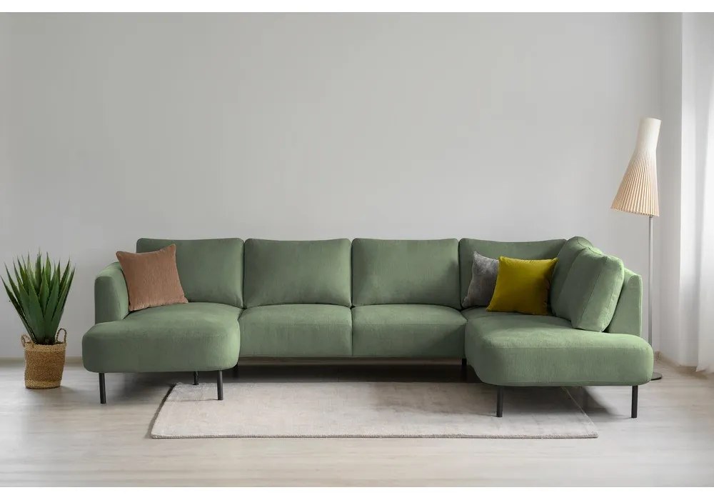 Зелен ъглов диван (десен ъгъл/"U" форма) Hero – Scandic