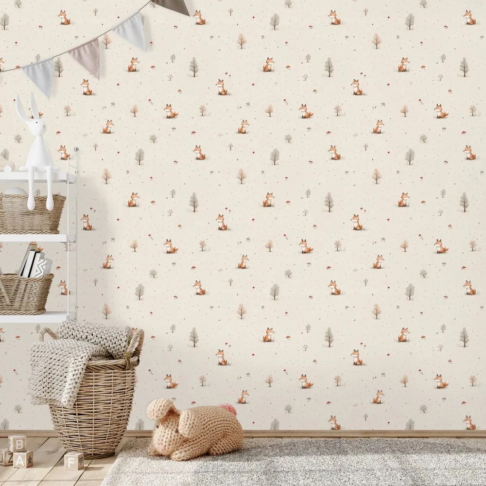 Самозалепващ тапет – Горски лисици и дървета