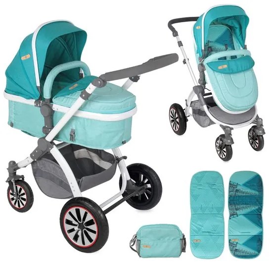 Комбинирана детска количка AURORA /въздушни гуми/ Lorelli - Aquamarine London