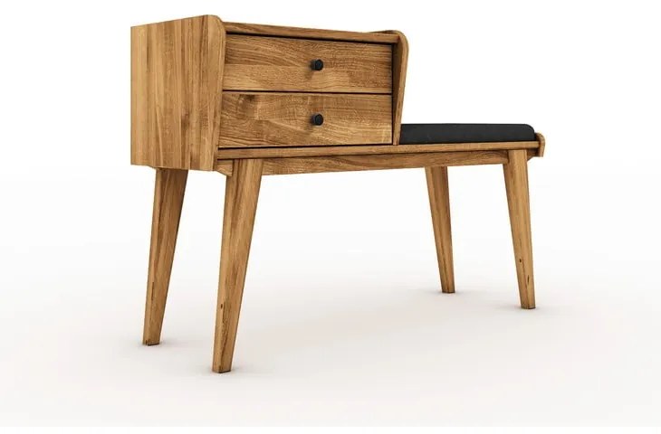 Пейка с чекмеджета от дъбова дървесина със сива седалка Retro - The Beds