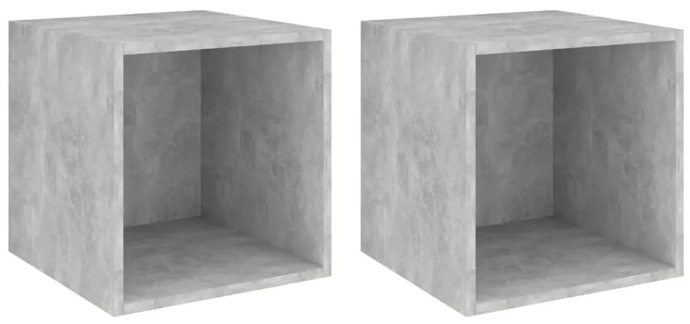 805457 vidaXL Стенни шкафове, 2 бр, бетонно сиво, 37x37x37см, инженерно дърво