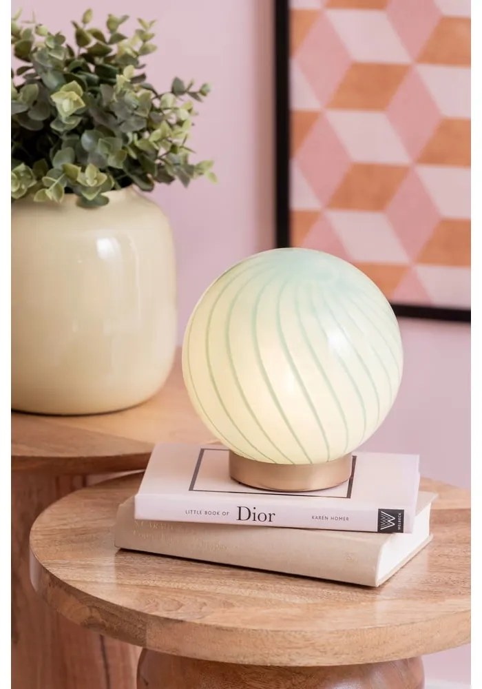 Светлозелена настолна лампа със стъклен абажур (височина 17 cm) Summer Globe – Leitmotiv