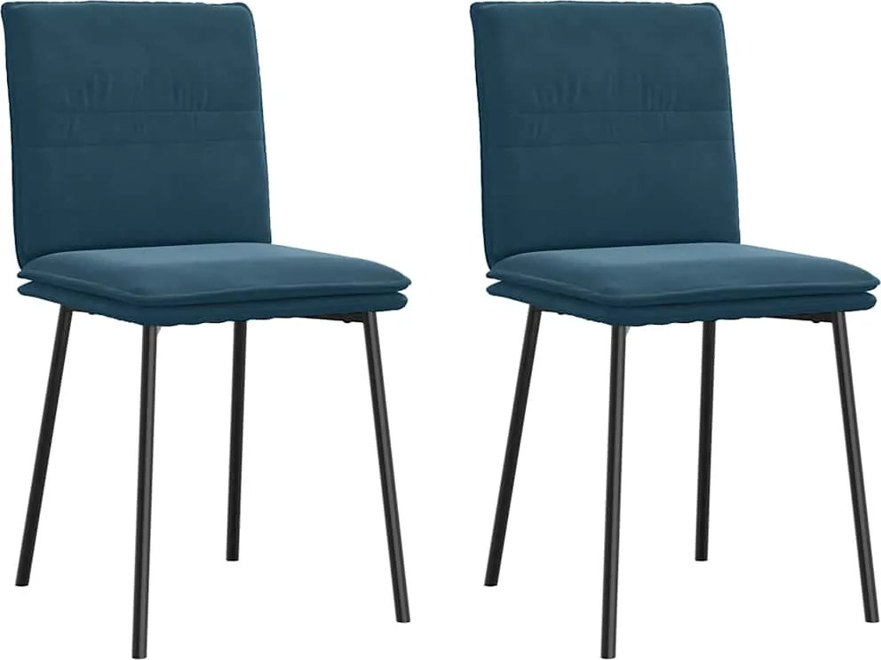 4101254 vidaXL Трапезни столове, 2 бр, сини, кадифе