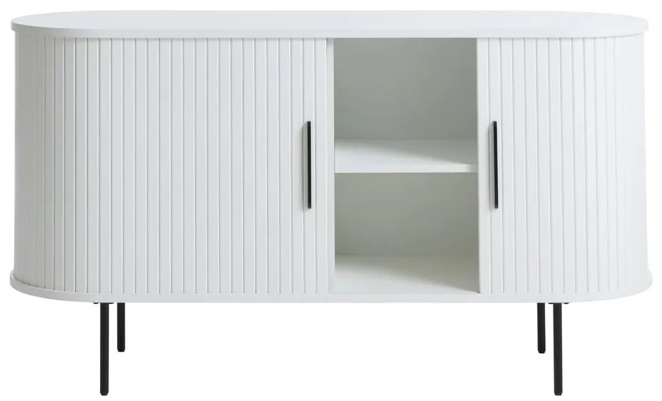 Бял скрин с плъзгащи се врати 140x76x45 cm Nola – Unique Furniture