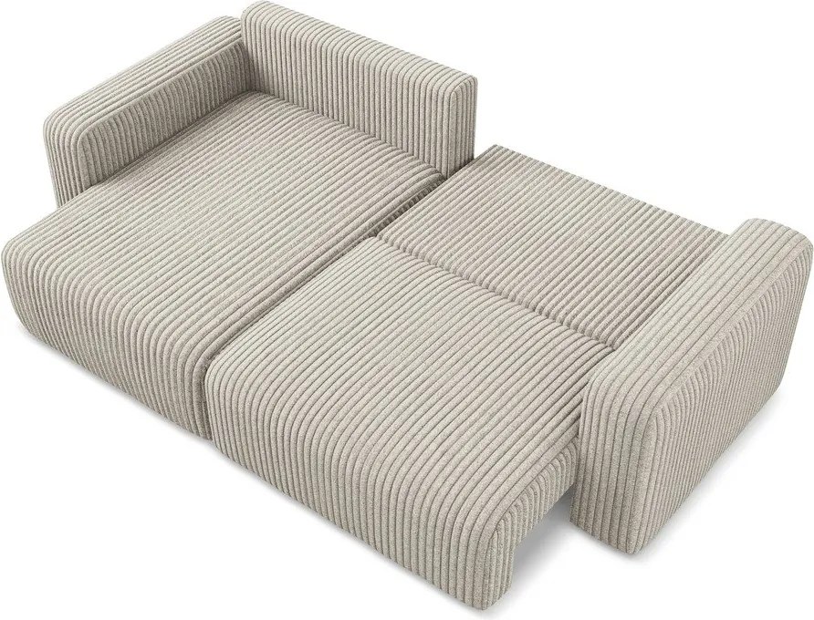 Бежов сгъваем/с място за съхранение ъглов диван от рипсено кадифе (ляв ъгъл) Kona – Makamii
