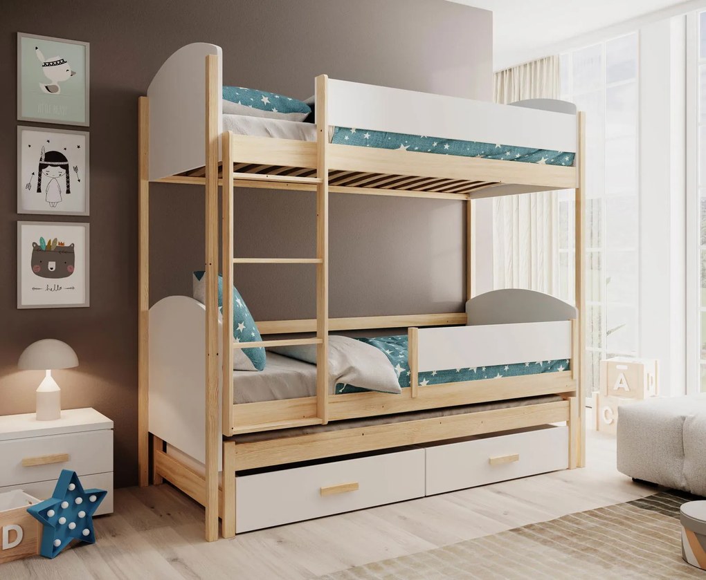 Двуетажно легло Лия-бяло естествен-180 x 80