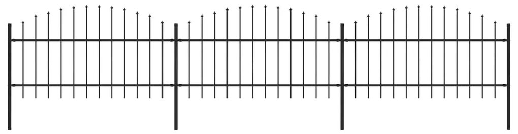 Sonata Градинска ограда с пики, стомана, (1-1,25)x5,1 м, черна