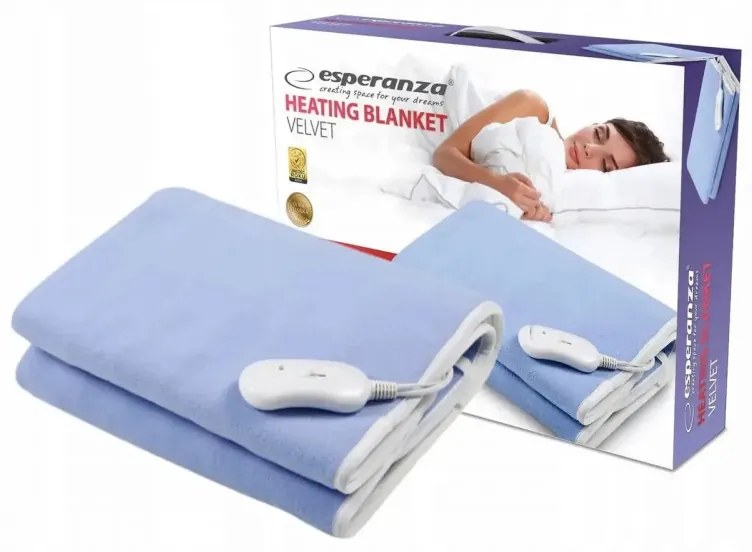 Електрическа подложка за легло Esperanza EHB001, 60W, 150х80, 3 нива, Миещо се, Светлосин