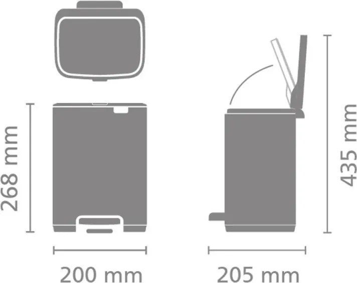 Кош за боклук Brabantia Bo Pedal 1010141, 4 л, Леко затваряне, Противоплъзгаща основа, Устойчив на пръстови отпечатъци, Инокс/Мат