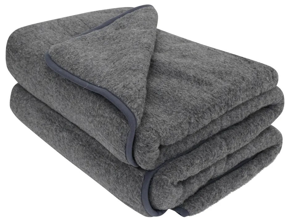Тъмносиво одеяло от мериносова вълна Одеяло, 135 x 200 cm - Native Natural