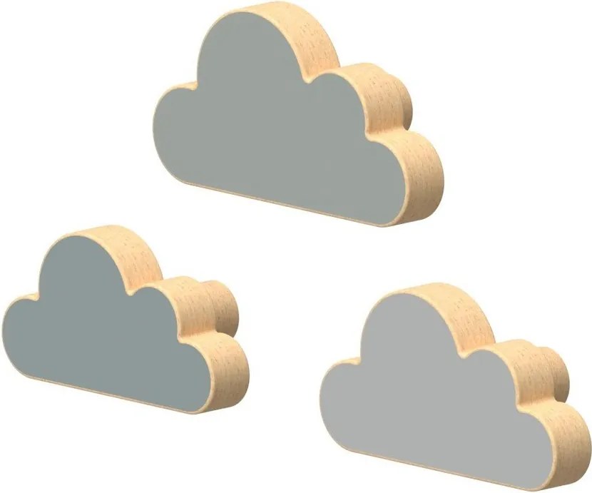 Светлосини стенни комплект куки 3 бр. от масивен бук Cloud – Cam Cam Copenhagen