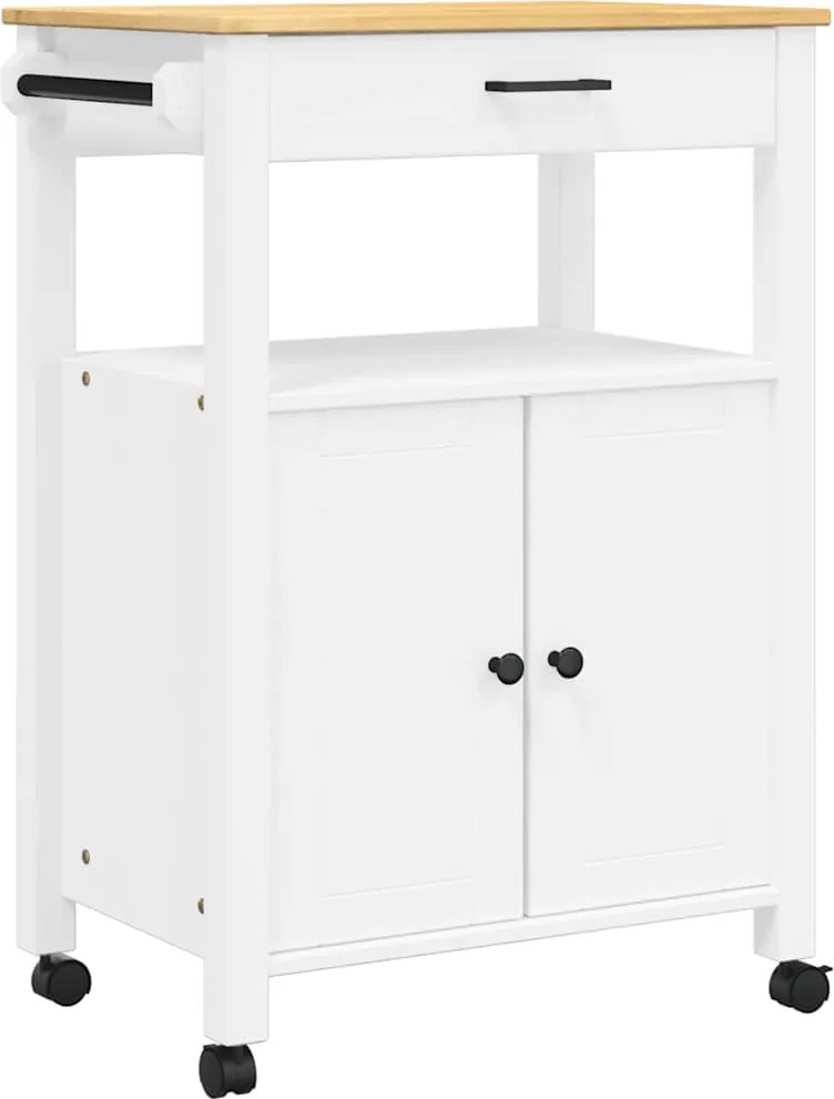 376099 vidaXL Кухненска количка "MONZA" 60x40x88,5 см борово дърво масив