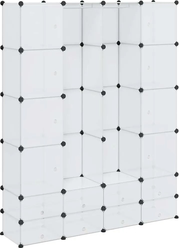 240502 vidaXL Модулен шкаф с 18 отделения, бял, 37x146x180,5 см