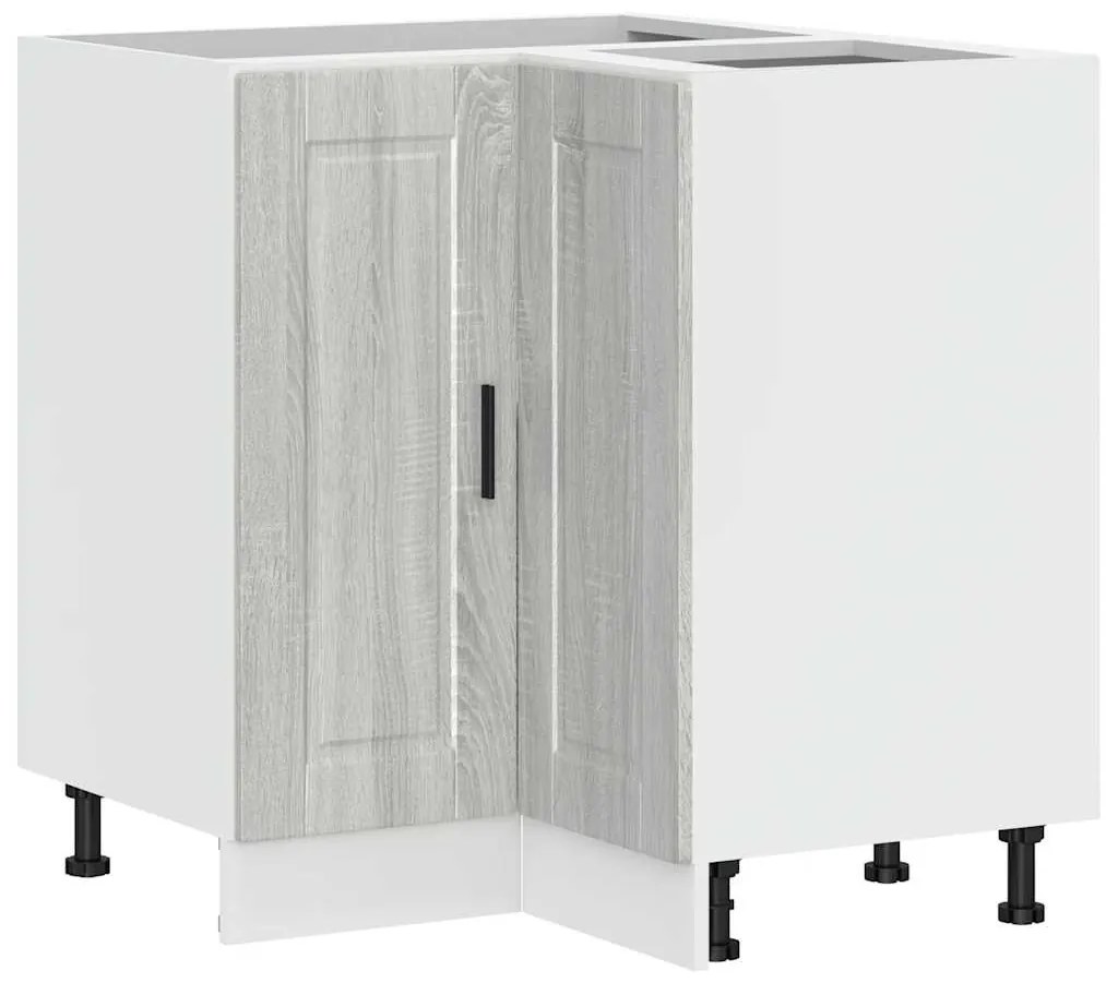 853993 vidaXL Кухненски ъглов шкаф Porto, сив сонома, инженерно дърво