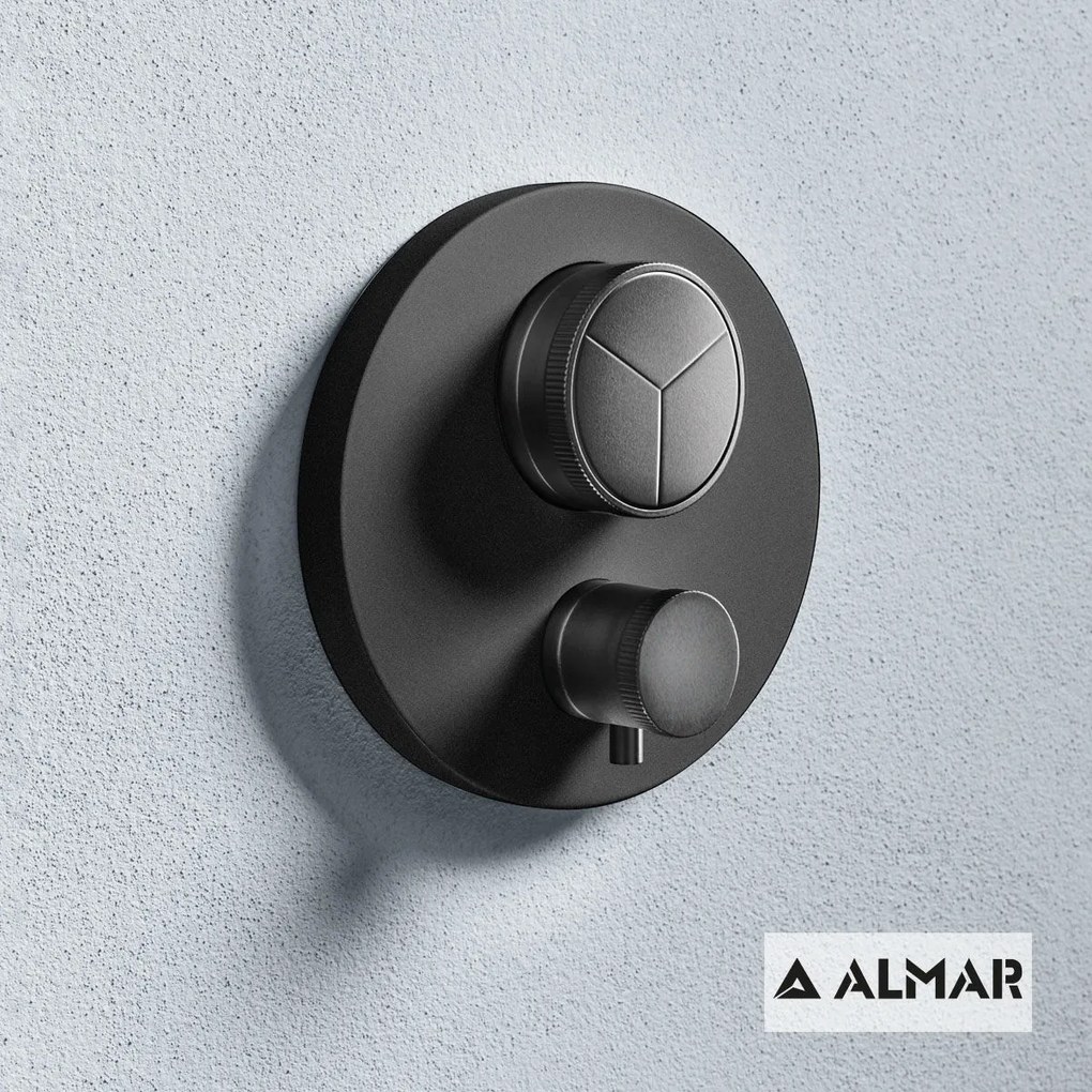 Термостатен смесител - 3 изхода Push-Black-mat