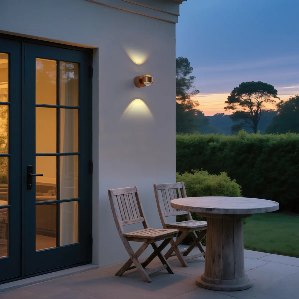 Дизайнерска стенна лампа тъмен бронз с LED IP44 - Lens