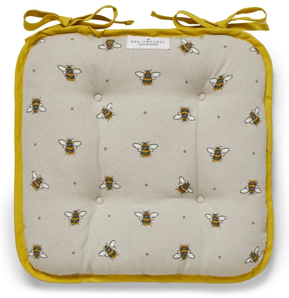Бежова и жълта памучна възглавница за сядане Bumble Bees - Cooksmart ®