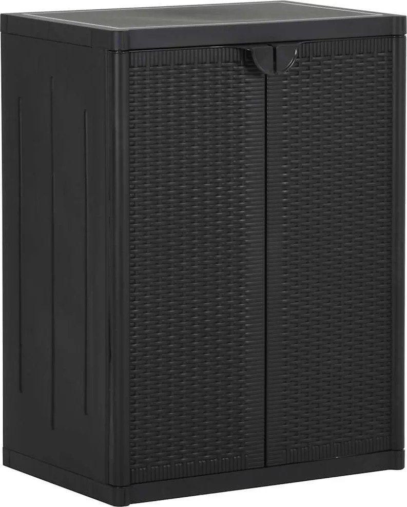 151236 vidaXL Градински шкаф за съхранение, черен, 65х45х88 см, PP ратан