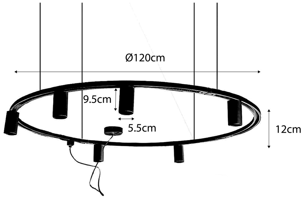 Модерна окачена релсова система за осветление с 6 прожектора, бяла, 1-фазна GU10 50mm - Iconic Ruby Honey