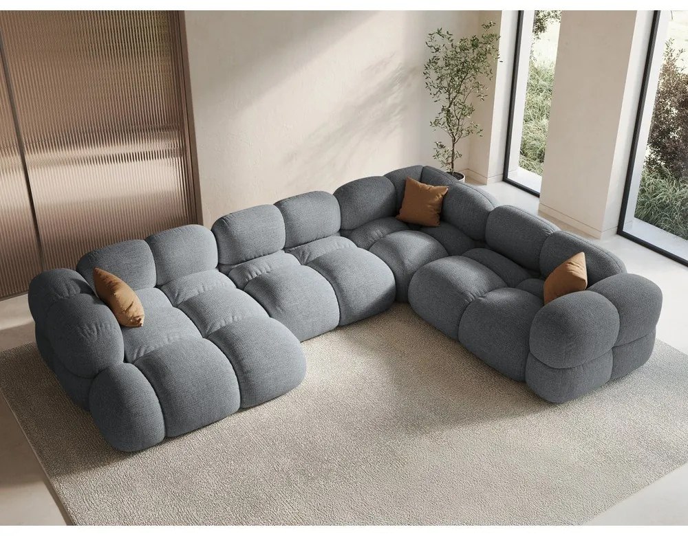 Сив ъглов диван (десен ъгъл/U форма) Loretto – Cosmopolitan Design