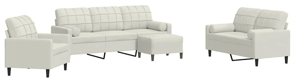 3278389 vidaXL Мека мебел от 4 части с възглавници и болстери кремав кадифе