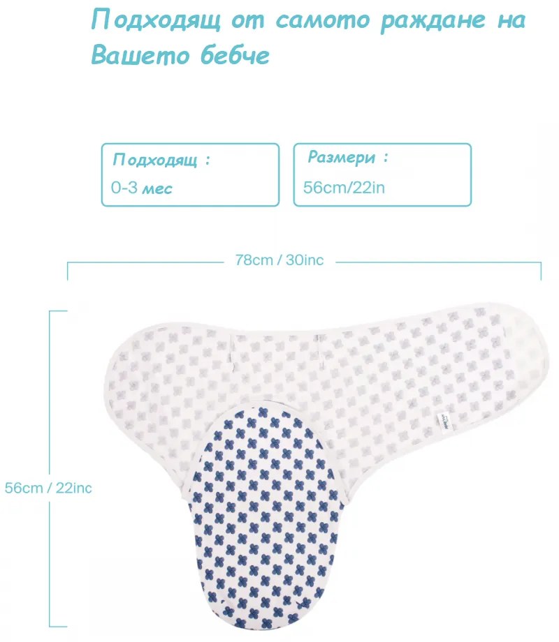 Sevi Baby Антистрес завивка за новородено - сини цветя