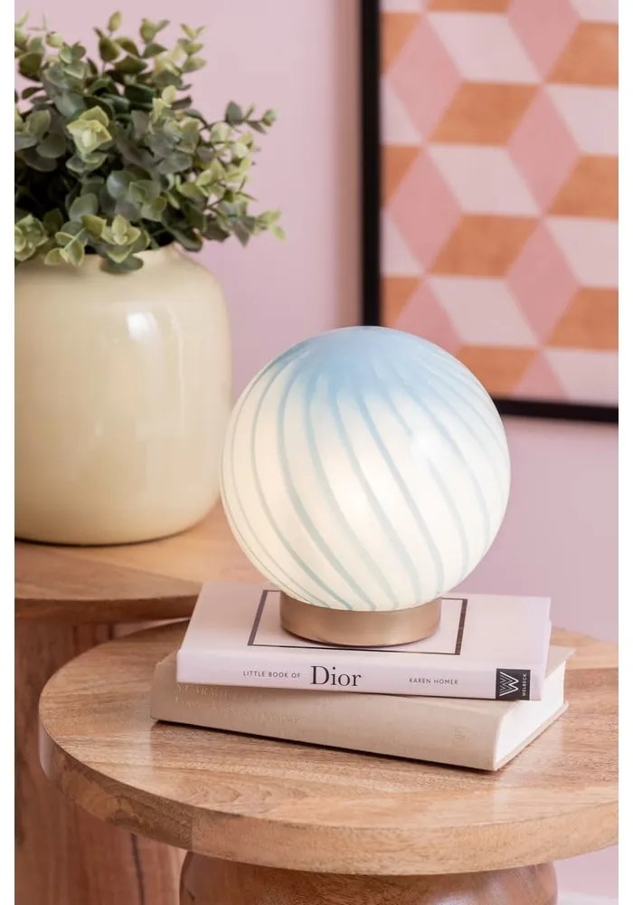 Светлосиня настолна лампа със стъклен абажур (височина 17 cm) Summer Globe – Leitmotiv