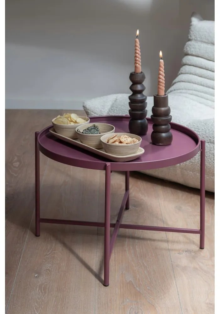 Лилаво-розова метална кръгла масичка за кафе ø 50 cm Meseta – Leitmotiv