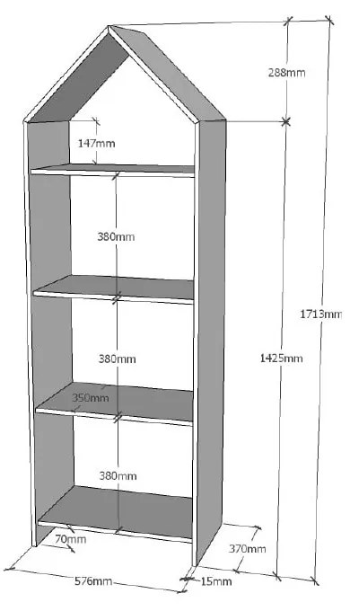 Библиотека White house , 57 x 171 cm Casami - Vipack