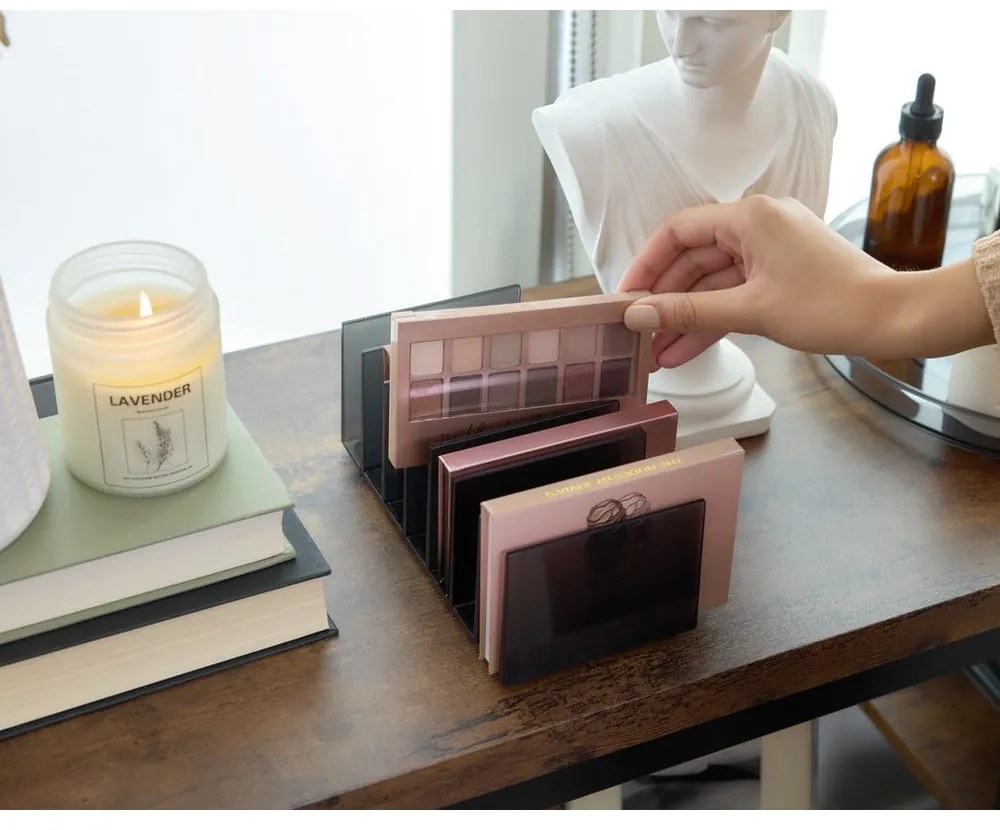 Матово черен органайзер за козметика за баня от рециклирана пластмаса Palette Station - iDesign